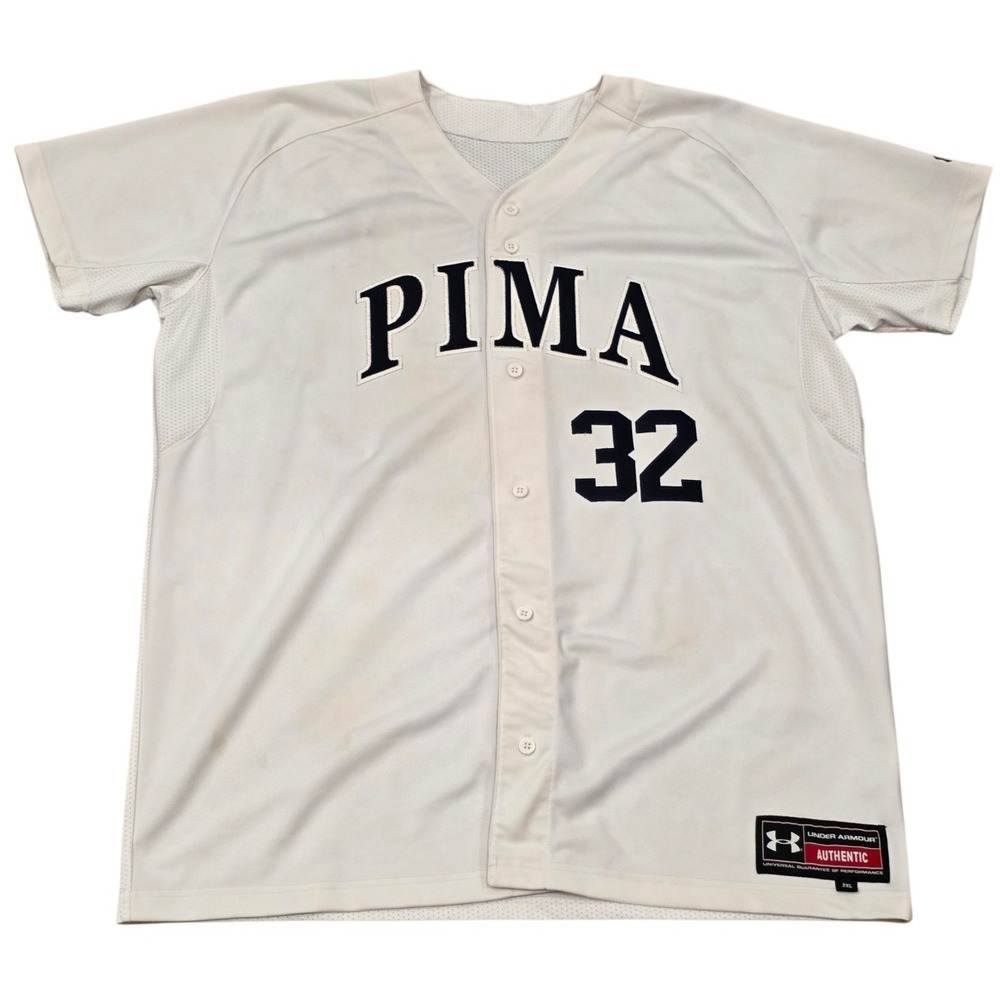 Pima Aztecs #32 Under Armour Authentic Team Issued Baseball Jersey 2XL White
